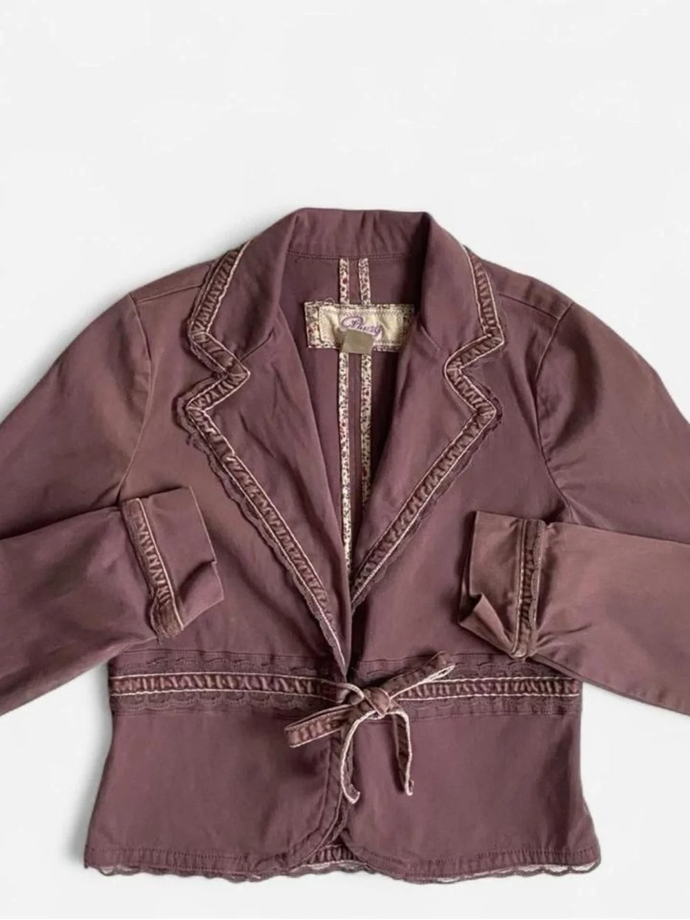 Vintage Y2K kids dusty mauve jacket w/velvet & lace